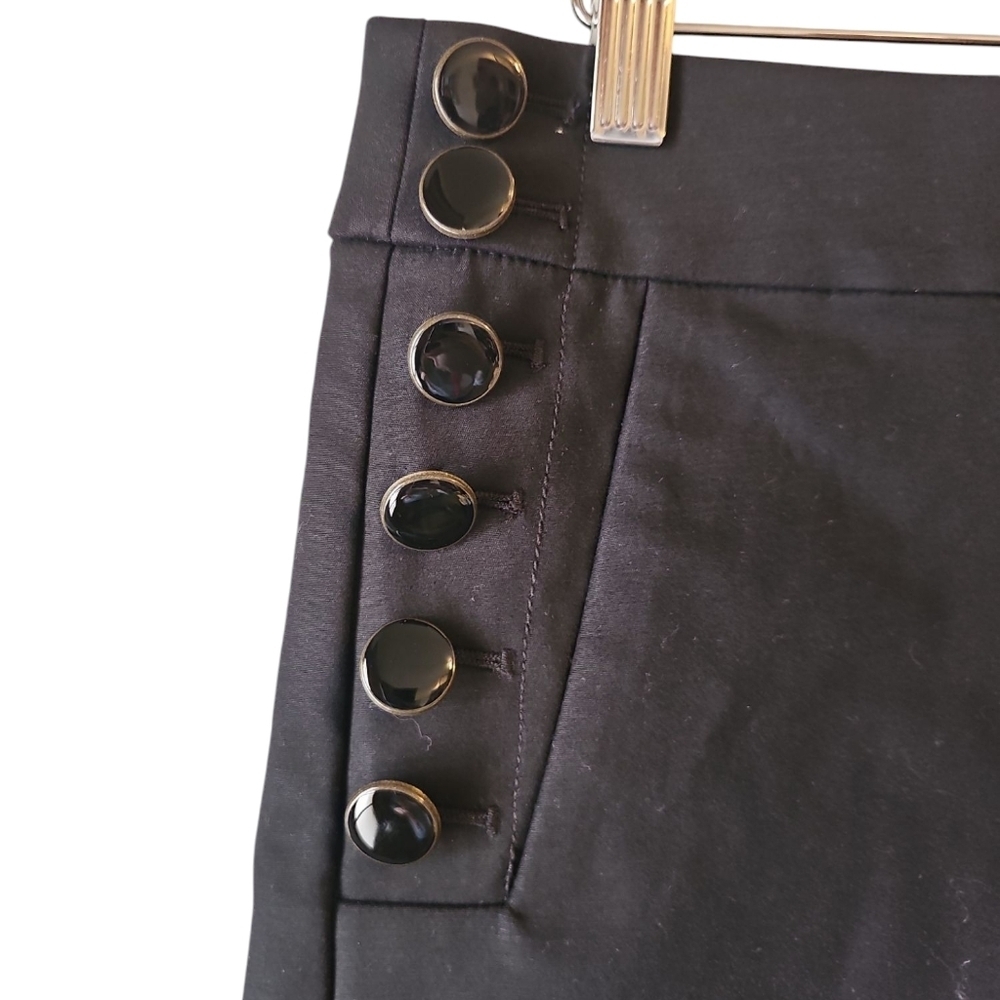 Loft Side Zip Black Sailor Button-Detail Shorts Sz 6 WS12 - Picture 2 of 7